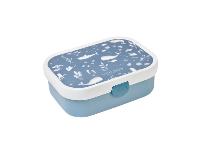 LITTLE DUTCH - Svačinový box+vidlička OCEAN BLUEN BLUE