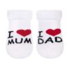 NEW BABY Kojenecké froté ponožky - bílé I Love Mum and Dad
