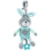 BABY MIX Edukační hrající plyšová hračka s klipem - králík mátový