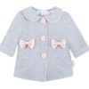 BABY NELLYS Dětský bavlněný kabátek s mašličkami - šedý