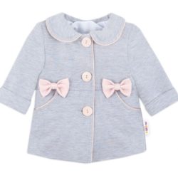 BABY NELLYS Dětský bavlněný kabátek s mašličkami - šedý
