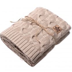 NELLYS Bambusová dětská pletená deka vzor pletený cop - béžová