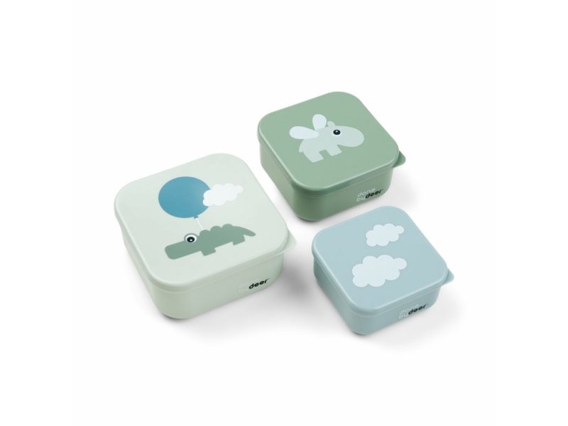 DONE BY DEER Svačinový box Happy clouds 3ks - zelený