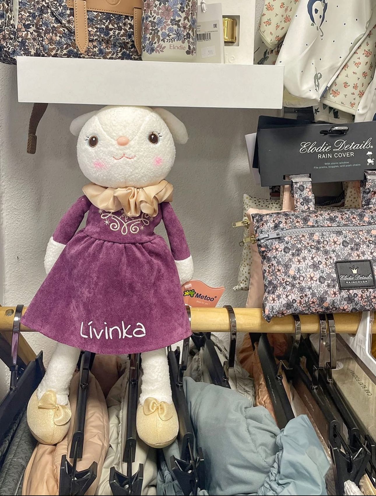 METOO Plyšová panenka Zajíc - FIALOVÉ ŠATY