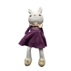 METOO Plyšová panenka Zajíc - Fialové šaty