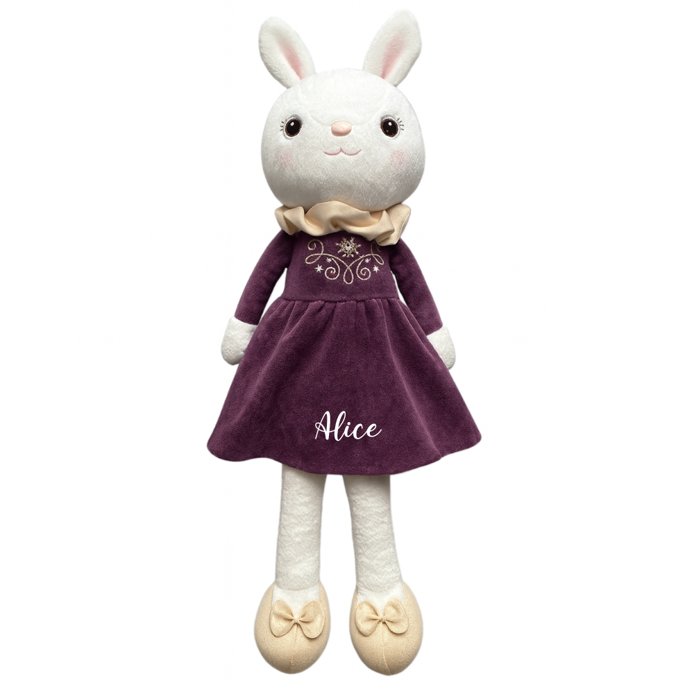 METOO Plyšová panenka Zajíc - FIALOVÉ ŠATY