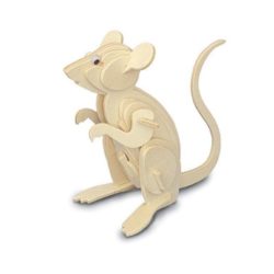 WOODEN TOY Přírodní dřevěné 3D puzzle - Myš
