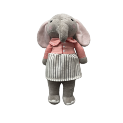 METOO Plyšová panenka slon - Růžové šaty