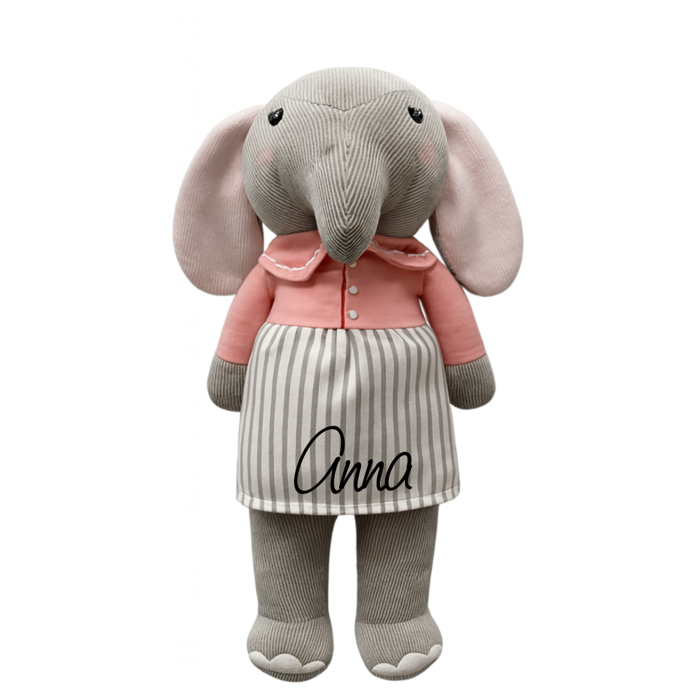METOO Plyšová panenka slon – RŮŽOVÉ ŠATY