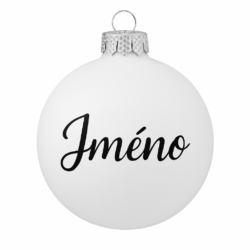 MIMIO Vánoční baňka se jménem 10cm - BÍLÁ