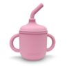 MIMIO Silikonový kelímek s brčkem a oušky - BLUSH