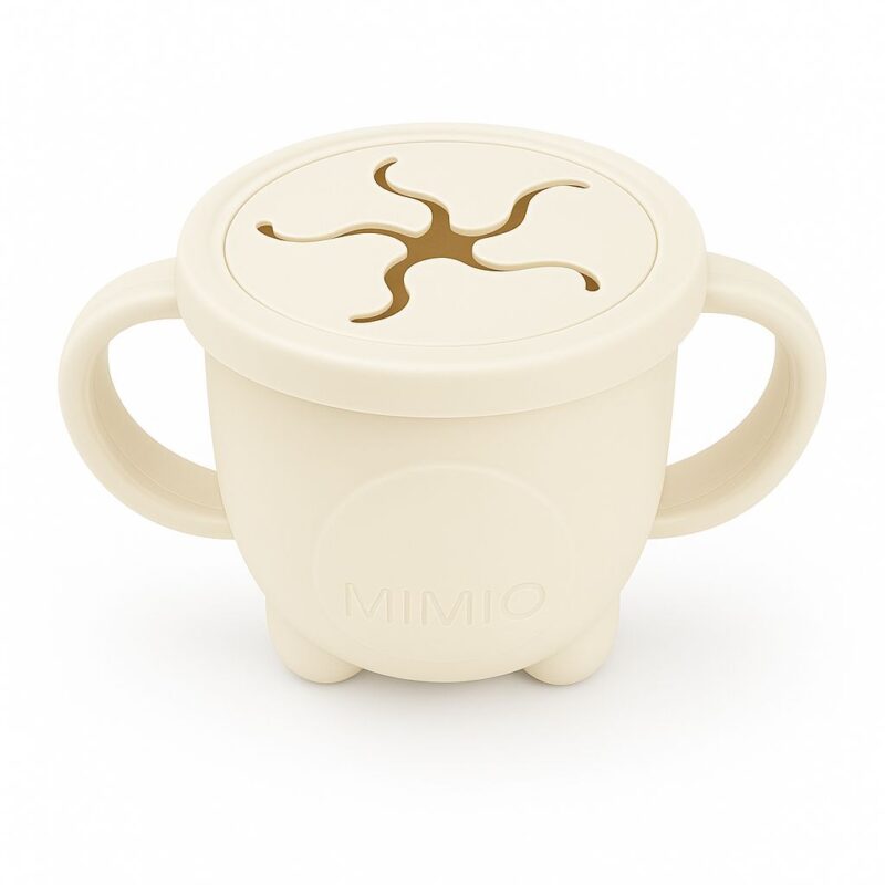 MIMIO Silikonový kelímek na svačinu tučňák – IVORY (150 ml)