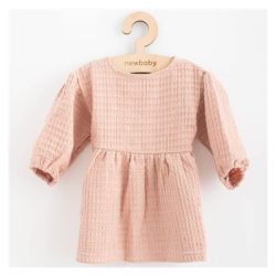 NEW BABY Kojenecké mušelínové šaty comfort clothes - růžové