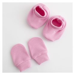 NEW BABY Kojenecký set capáčky a rukavičky - růžová