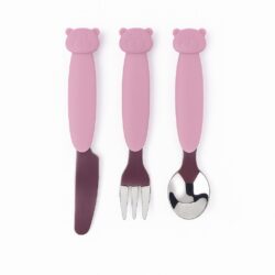 MIMIO Silikonový set příborů BEAR - BLUSH