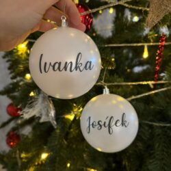 MIMIO Vánoční baňka se jménem 10cm - BÍLÁ