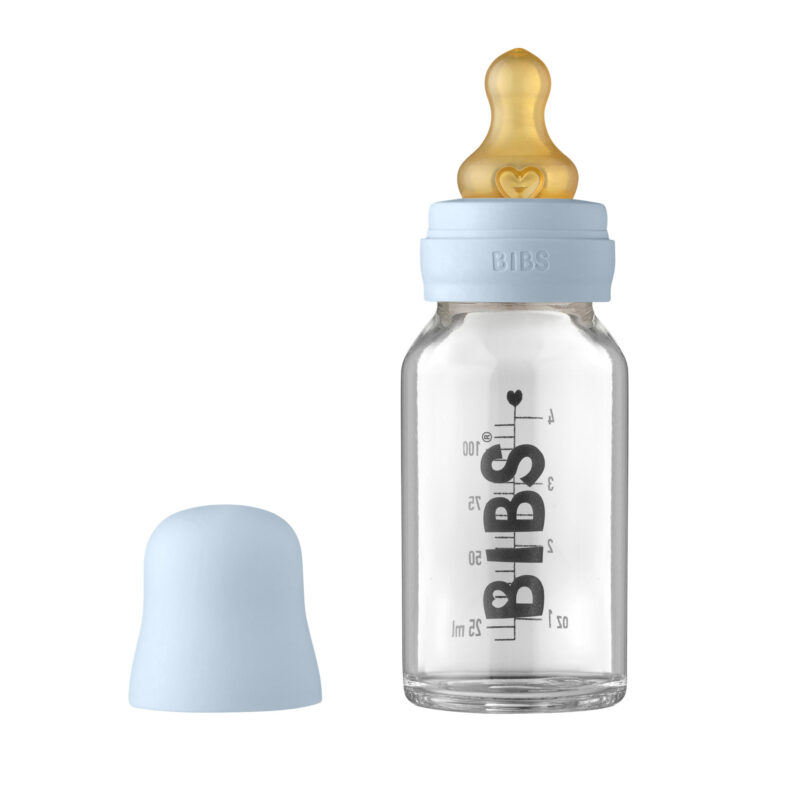 BIBS Skleněná láhev 110ml - Baby blue