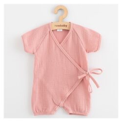 NEW BABY Kojenecký letní mušelínový overal - pink