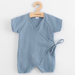 NEW BABY Kojenecký letní mušelínový overal - blue