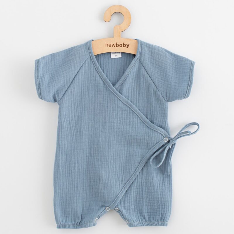 NEW BABY Kojenecký letní mušelínový overal - blue