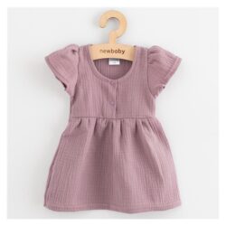 NEW BABY Kojenecké mušelínové šaty - lavender