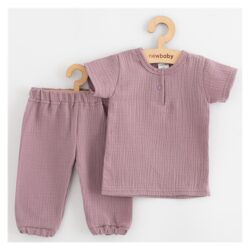 NEW BABY Mušelínová souprava tričko a kalhoty - lavender