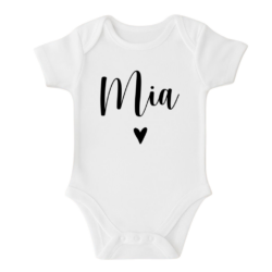 MIMIO Dětské body se jménem KR – Bílé HEART