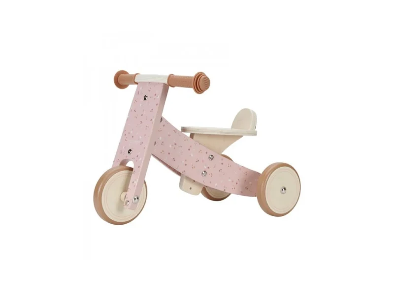 LITTLE DUTCH Odrážedlo tříkolka dřevěná - pink