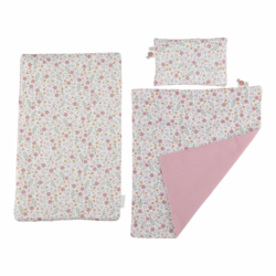 LITTLE DUTCH Postýlka pro panenky dřevěná s peřinkou – PINK