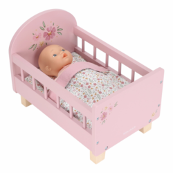 LITTLE DUTCH Postýlka pro panenky dřevěná s peřinkou – PINK