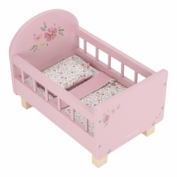 LITTLE DUTCH Postýlka pro panenky dřevěná s peřinkou – PINK