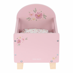 LITTLE DUTCH Postýlka pro panenky dřevěná s peřinkou – PINK