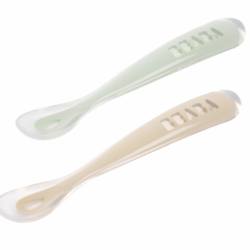 BEABA První lžičky silikonové 2ks s pouzdrem - Clay