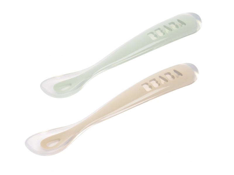 BEABA První lžičky silikonové 2ks s pouzdrem - Clay