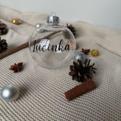 MIMIO Vánoční baňka se jménem 10cm - PRŮHLEDNÁ