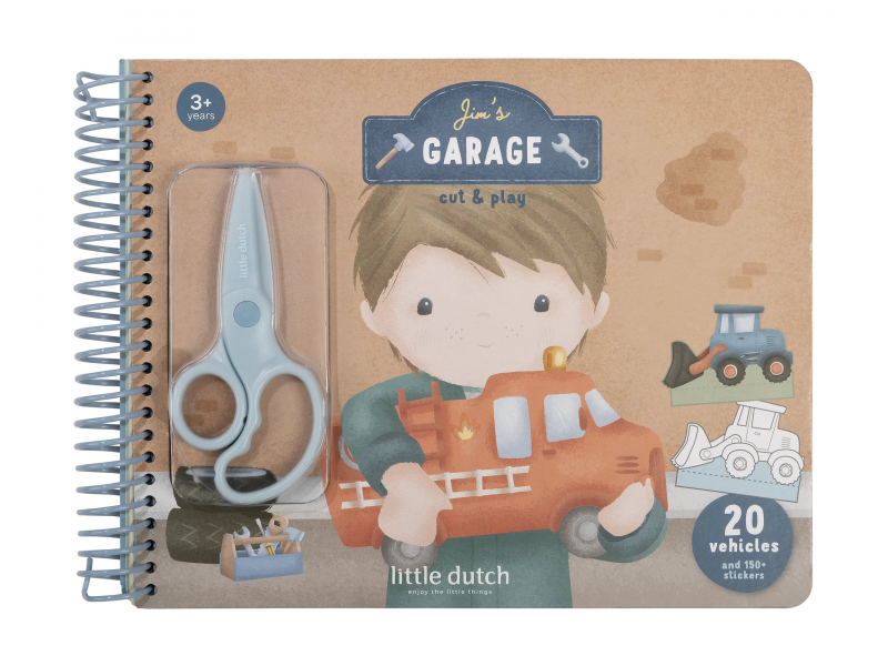 LITTLE DUTCH Kniha s vystřihovacími auty - Jim