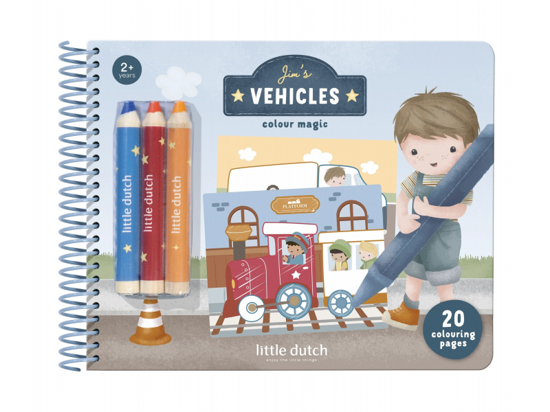 LITTLE DUTCH Omalovánky s pastelkami - Doprava Jim