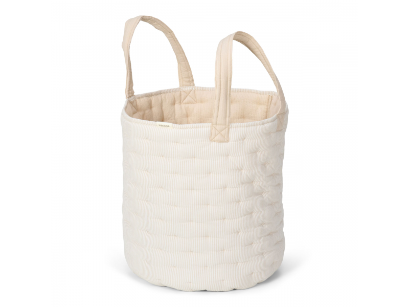 Little Dutch Košík textilní oboustranný extra velký - Pure soft beige stripe
